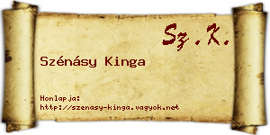 Szénásy Kinga névjegykártya